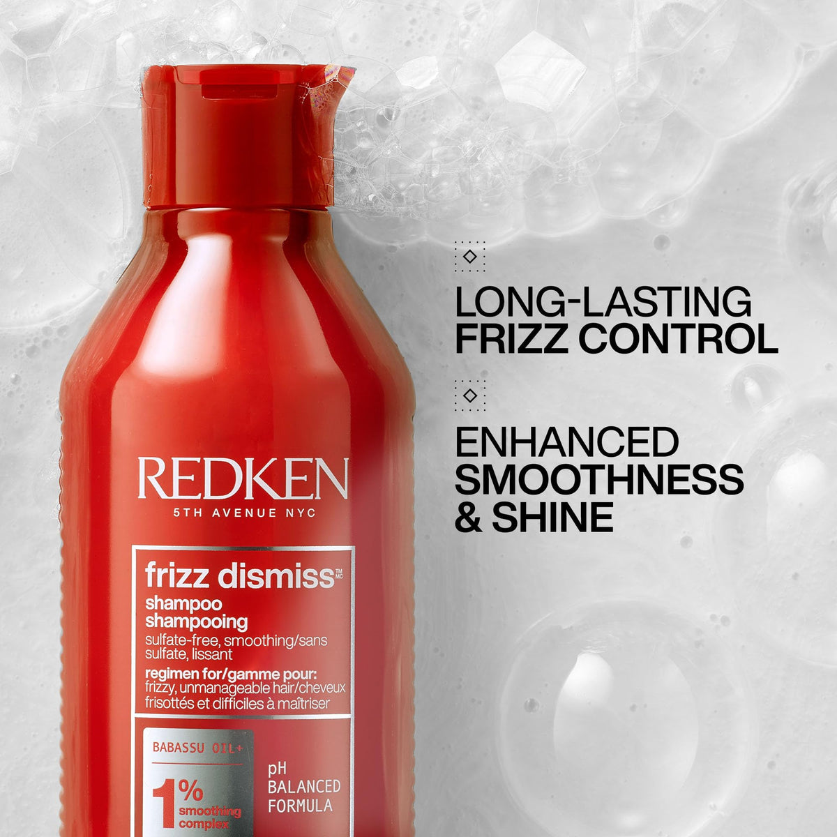 Shampoing Redken Frizz Dismiss 330g sur fond neutre