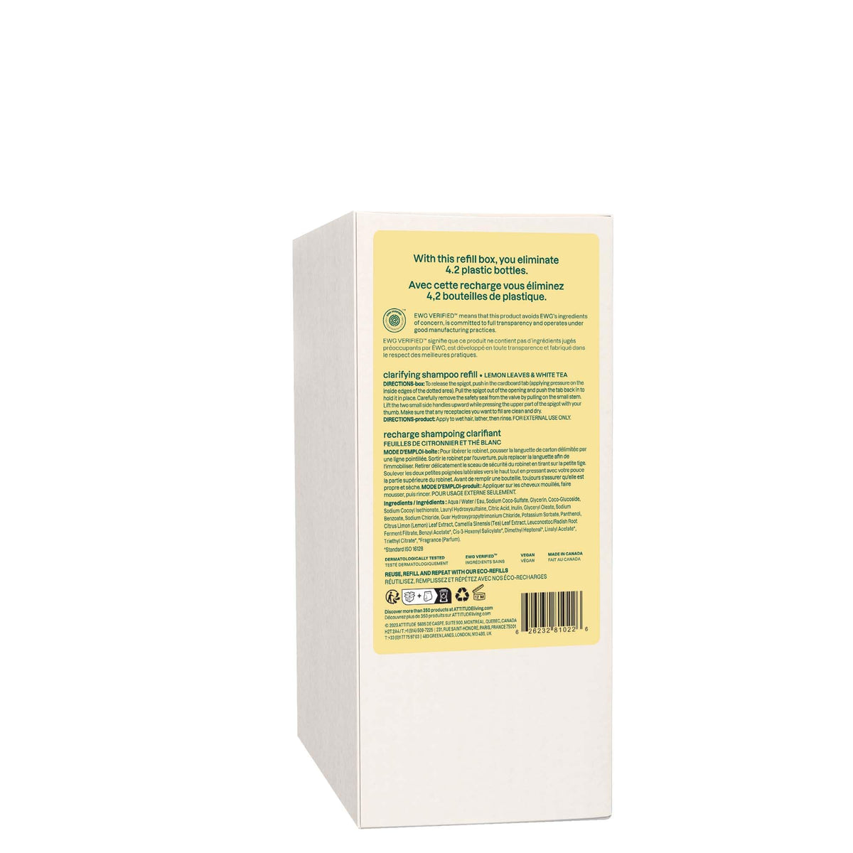 Shampoo clarifiant BIO SPECTRA ATTITUDE avec des feuilles de citron