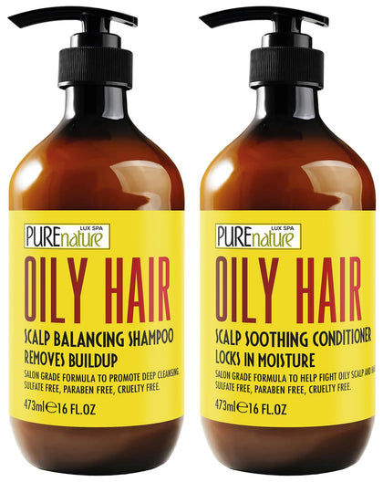 Shampoo et Après-Shampooing Oily Hair de PURE NATURE LUX SPA 16 Fl Oz vue de face
