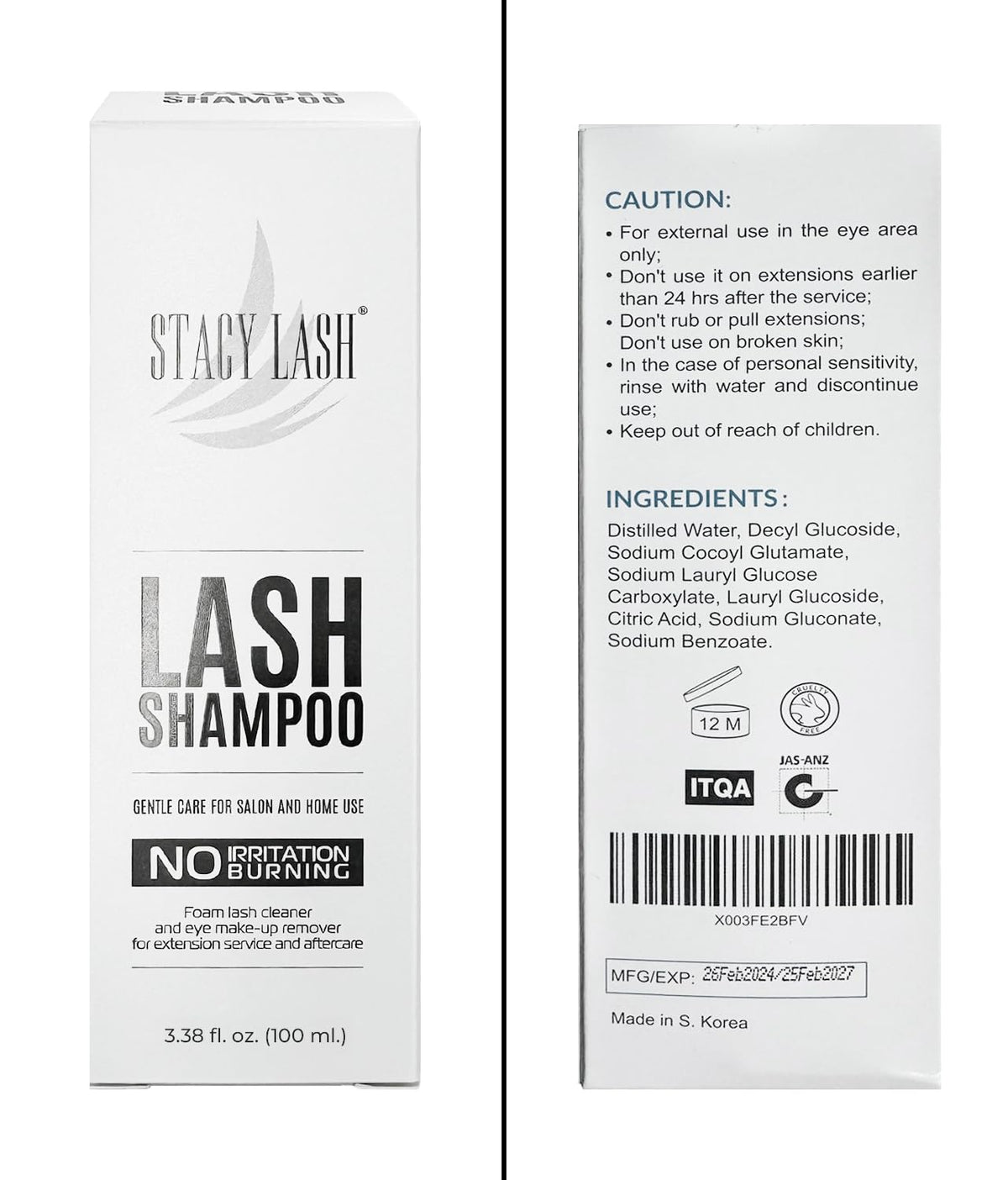 Shampoo STACY LASH sur un fond blanc