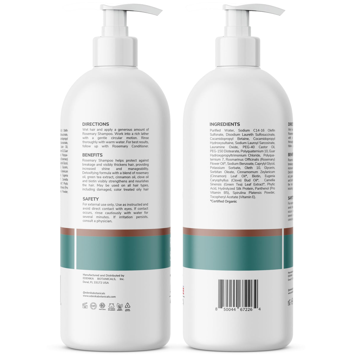 Shampooing au romarin EDENIKA BOTANICALS avec accessoires de coiffure