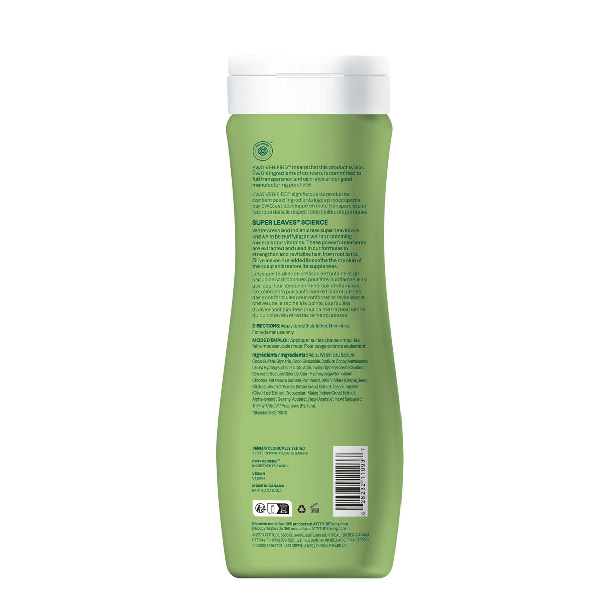 Shampooing BIO SPECTRA ATTITUDE 16 Fl Oz avec ingrédients clés