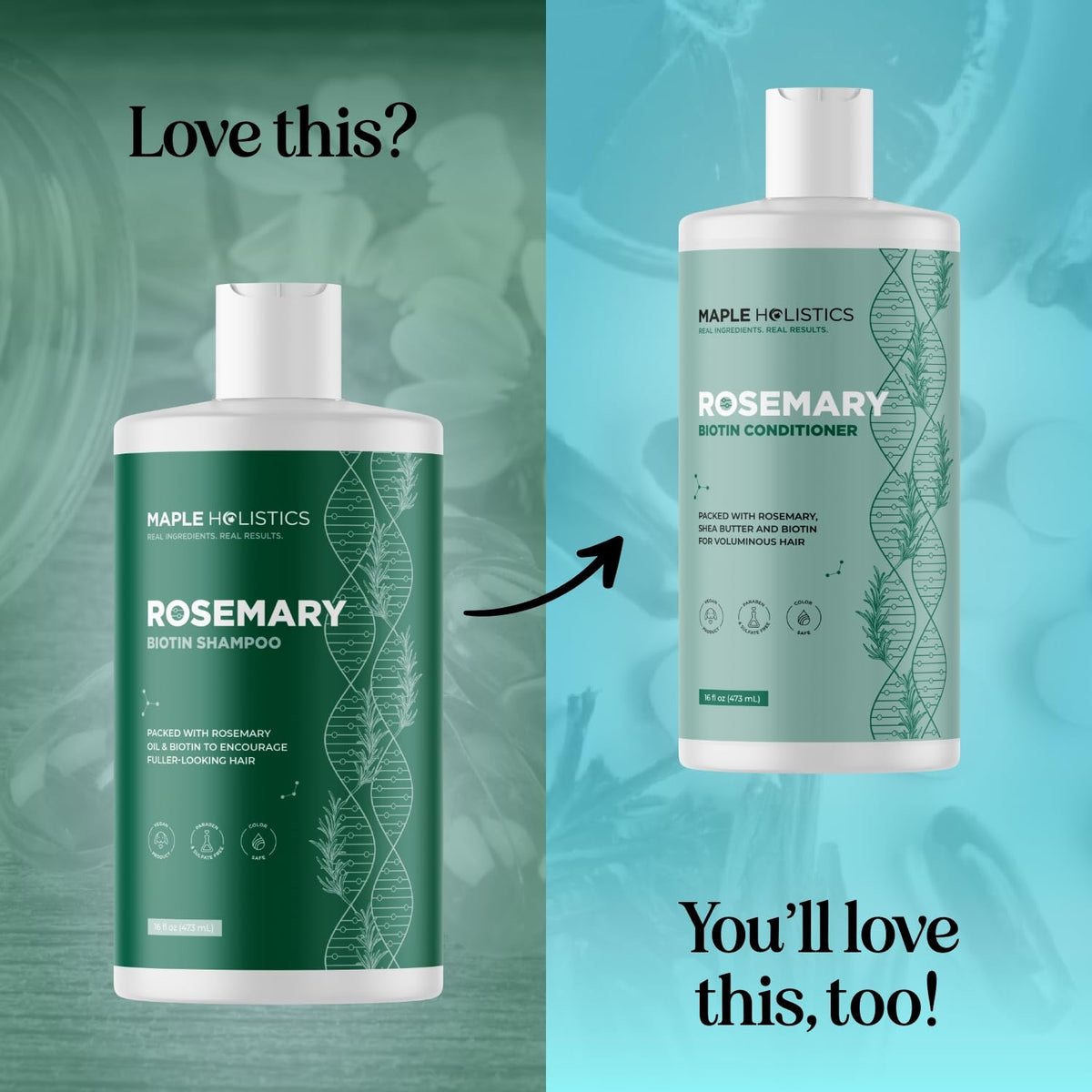 Shampooing Biotin et Romarin avec des herbes fraîches