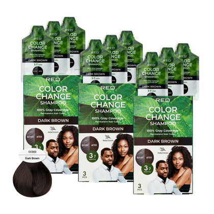Shampooing Changement de Couleur Red by Kiss, 3 poches de shampooing
