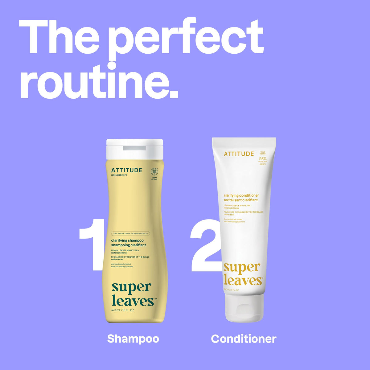 Shampooing clarifiant ATTITUDE avec des feuilles de thé blanc