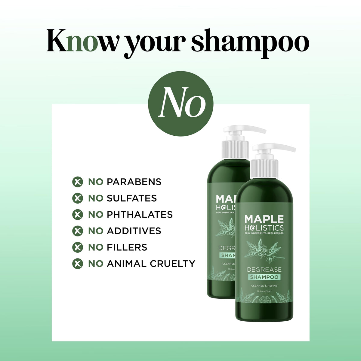 Shampooing clarifiant Maple Holistics sur fond blanc