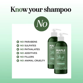 Shampooing clarifiant Maple Holistics sur fond blanc
