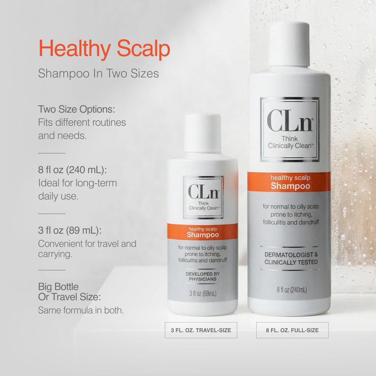 Shampooing CLn 110g avec des ingrédients naturels en arrière-plan