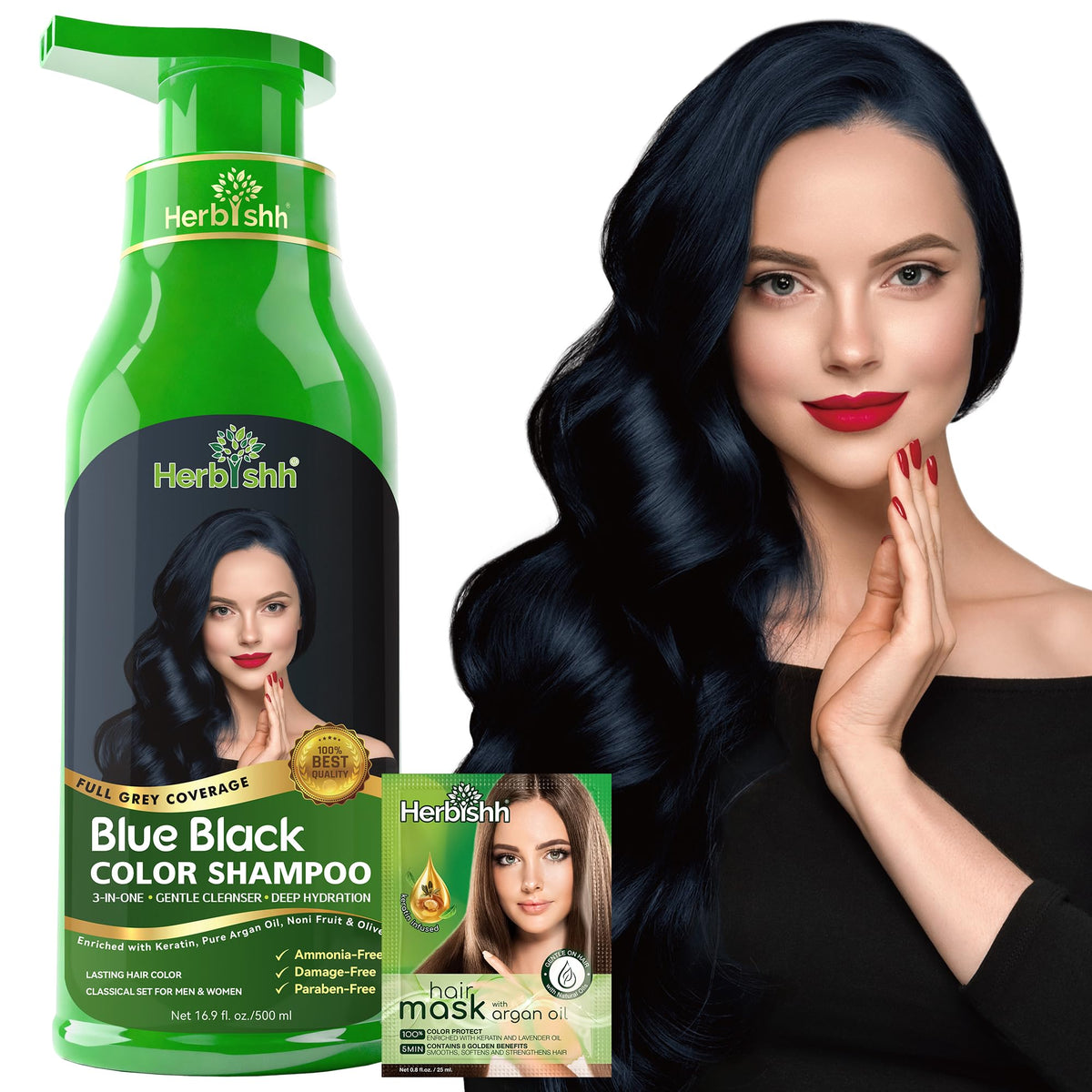 Shampooing colorant Herbishh 500 ml Blue Black vue avant