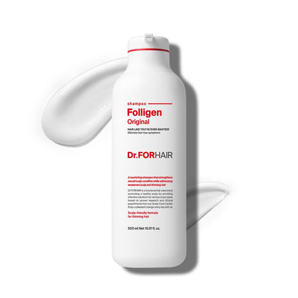 Shampooing DR.FORHAIR Folligen 500 ml vue avant avec texture riche