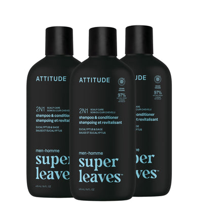 Shampooing et Après-Shampoing 2-en-1 ATTITUDE, modèle Eucalyptus et Sauge