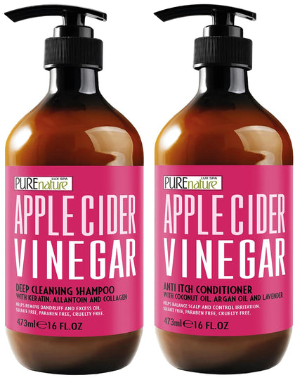Shampooing et Après-Shampooing au Vinaigre de Cidre de PURE NATURE LUX SPA, vue avant