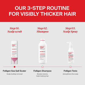 Shampooing Folligen de DR.FORHAIR avec ingrédients naturels sur une table
