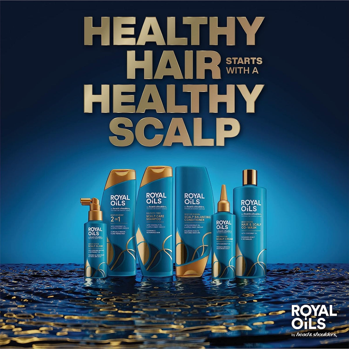 Shampooing Head & Shoulders Royal Oils en bouteille, vue arrière