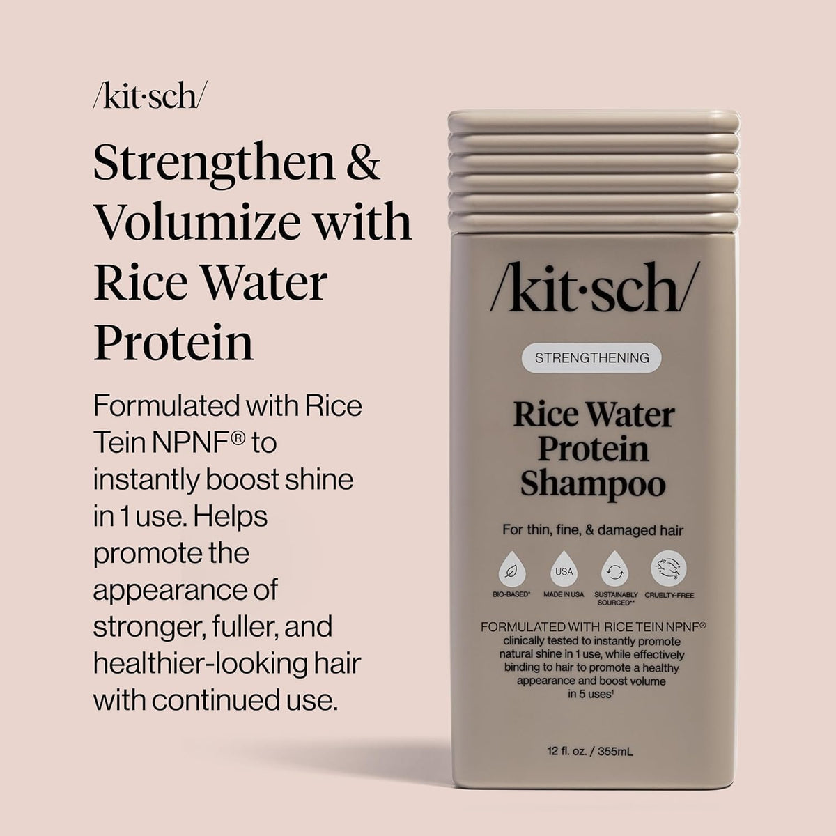 Shampooing Kitsch à l'eau de riz avec des cheveux avant-après