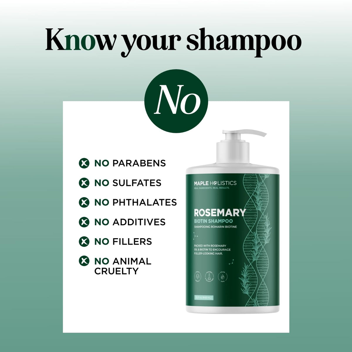 Shampooing Maple Holistics avec ingrédients naturels en arrière-plan