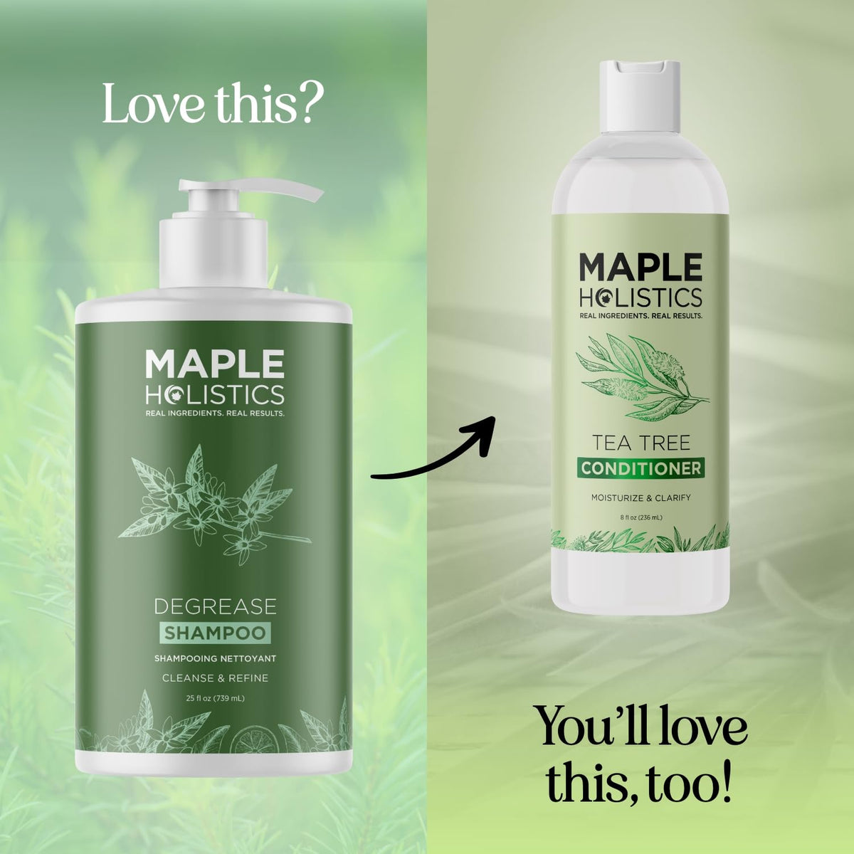 Shampooing Maple Holistics sur un fond en bois