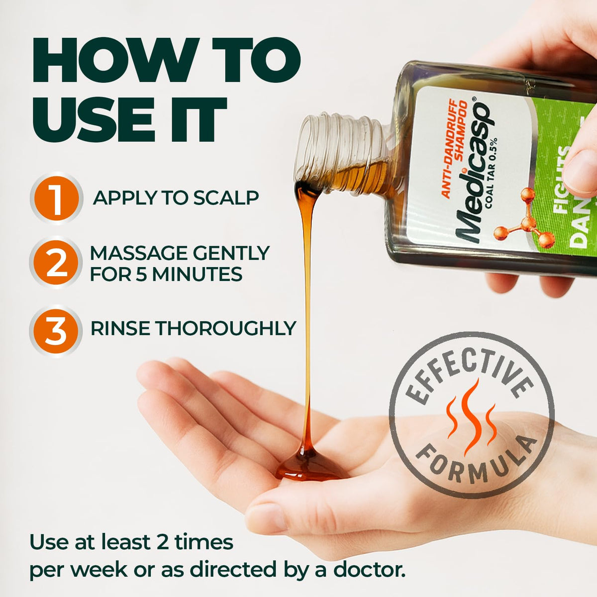 Shampooing Medicasp au goudron de houille avec accessoires de soins capillaires