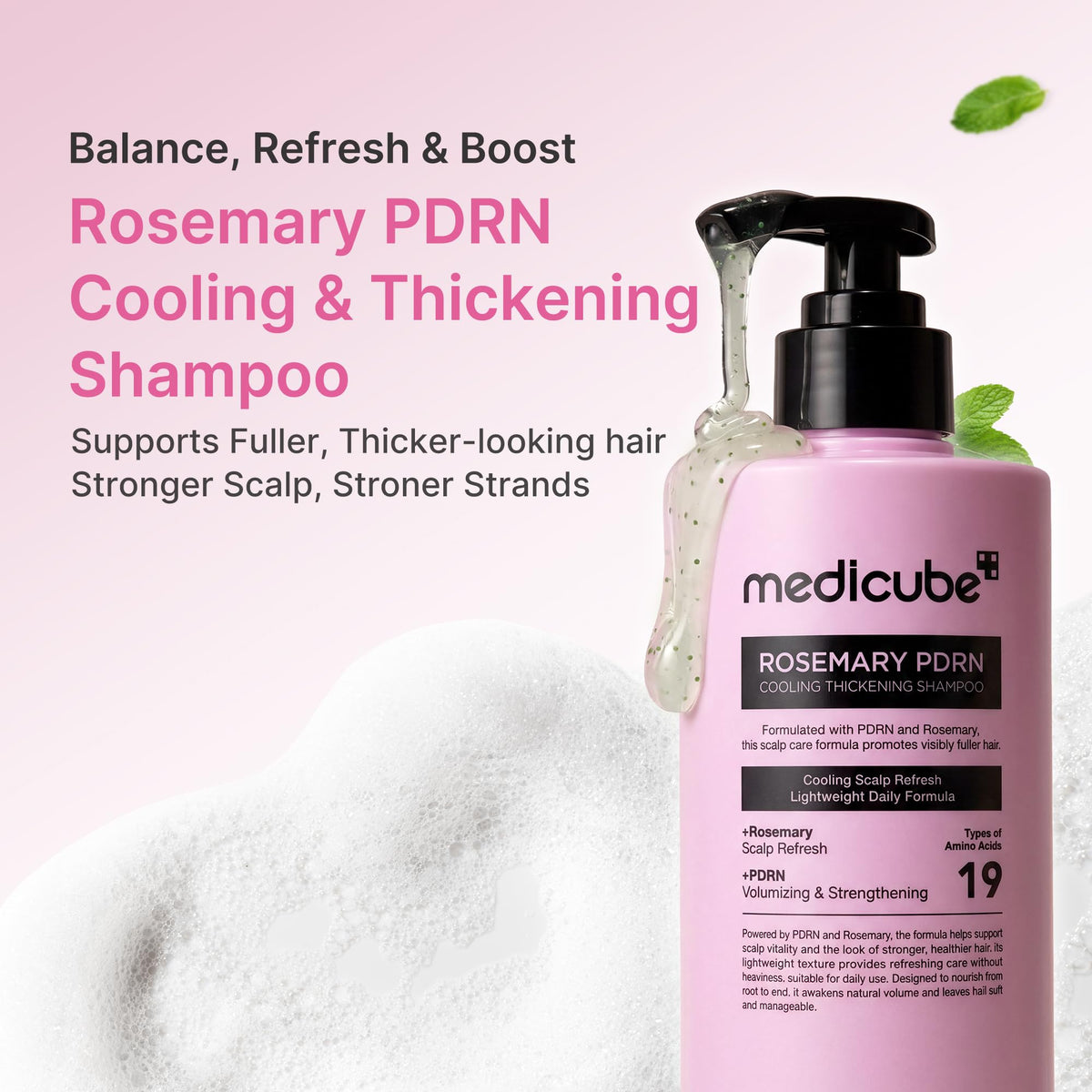 Shampooing medicube 500g vue arrière avec ingrédients listés