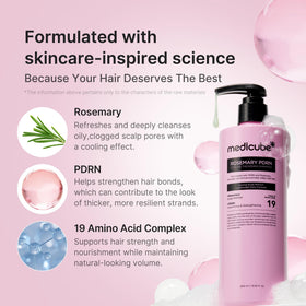 Shampooing medicube dans une salle de bain avec accessoires de beauté