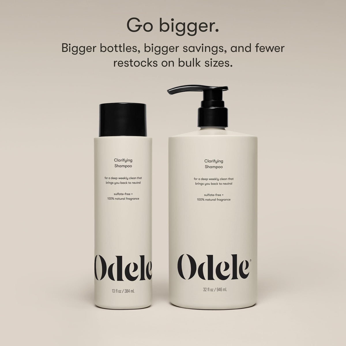 Shampooing Odele avec un flacon ouvert montrant le produit