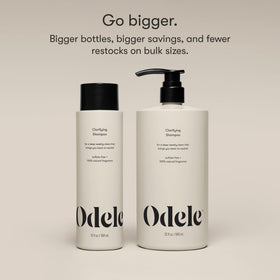 Shampooing Odele avec un flacon ouvert montrant le produit