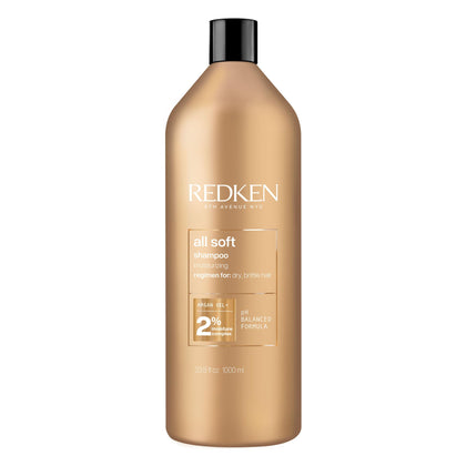 Shampooing Redken All Soft 1080g vue avant avec étiquette
