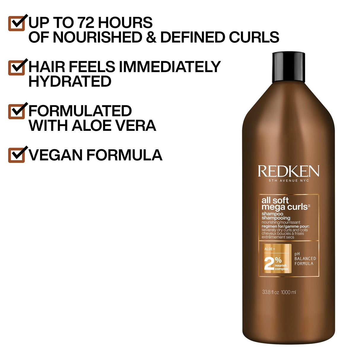 Shampooing Redken All Soft Mega Curls sur fond blanc