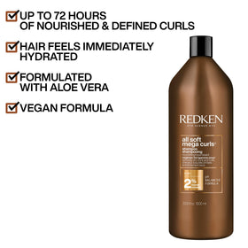 Shampooing Redken All Soft Mega Curls sur fond blanc