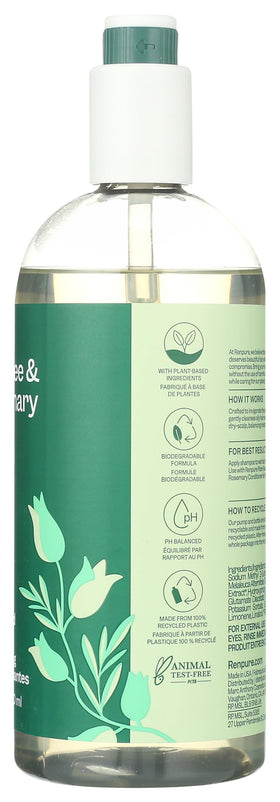 Shampooing RENPURE Tea Tree et Romarin en utilisation dans la douche