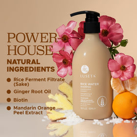 Shampooing Rice Water L LUSETA 500ml dans un environnement de salle de bain