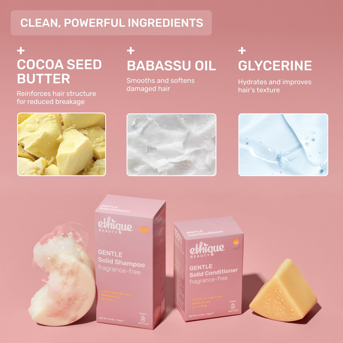 Shampooing solide Ethique 122g sur un fond naturel
