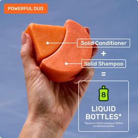 Shampooing solide Ethique à côté de l'après-shampooing volumisant