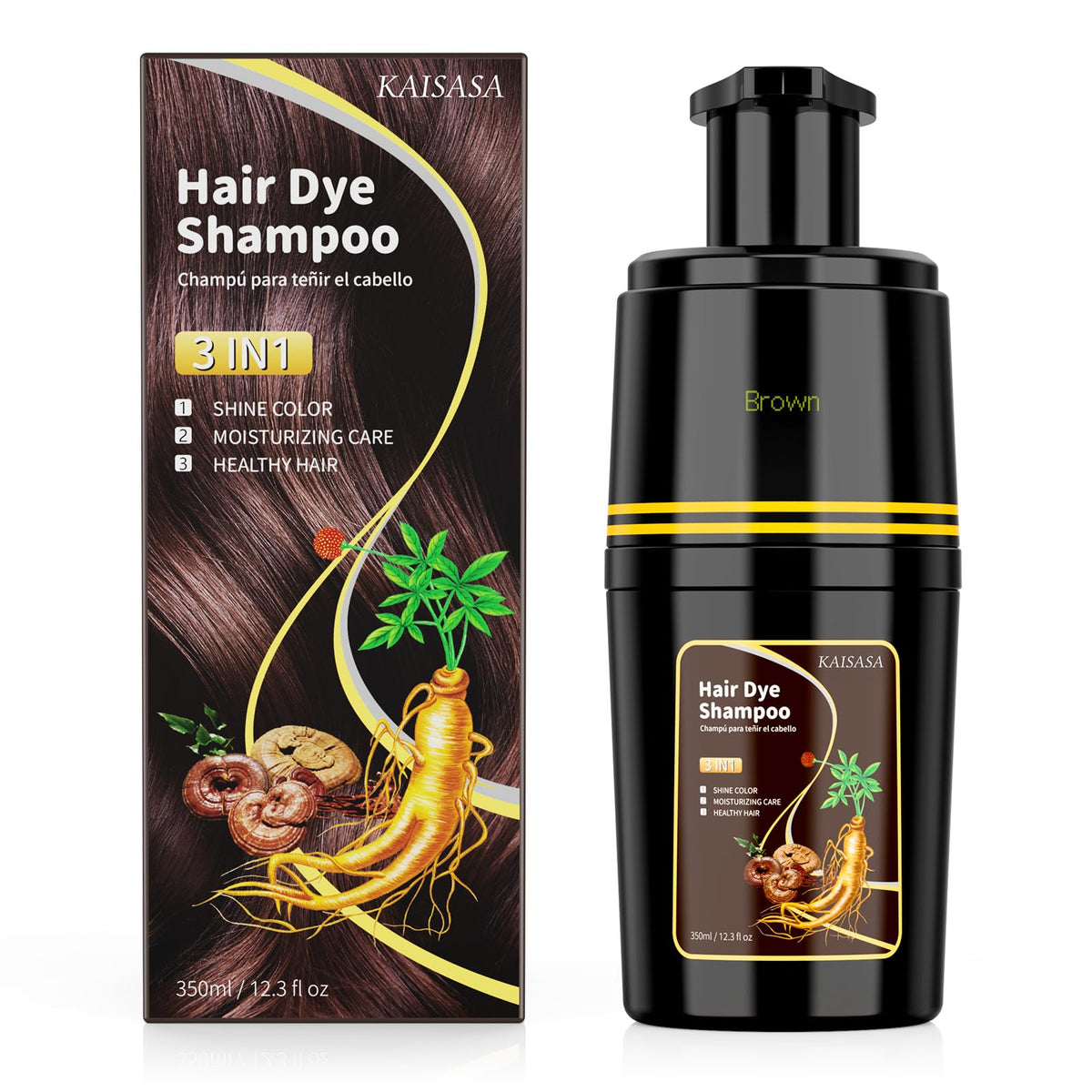 Shampooing Teinture Brun 3 en 1 KAISASA vue avant