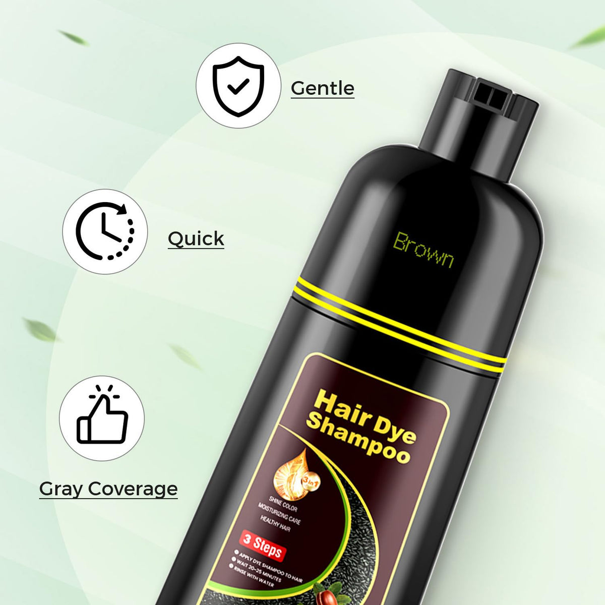 Shampooing teinture brun KAISASA sur étagère de salle de bain