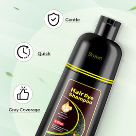 Shampooing teinture brun KAISASA sur étagère de salle de bain