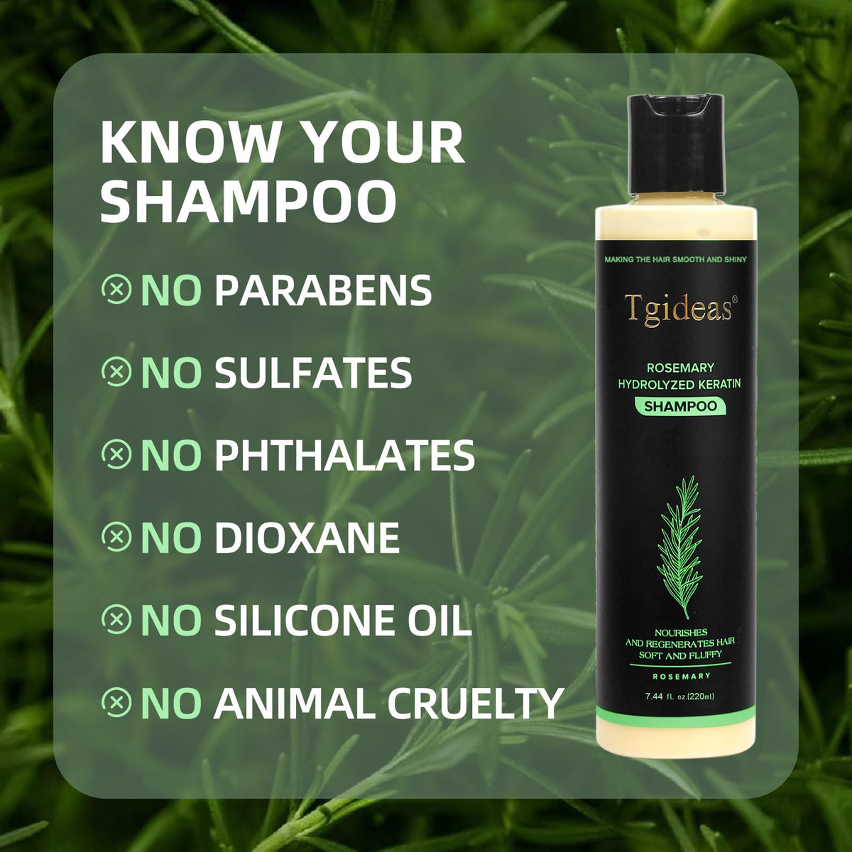Shampooing Tgideas sur un support en bois