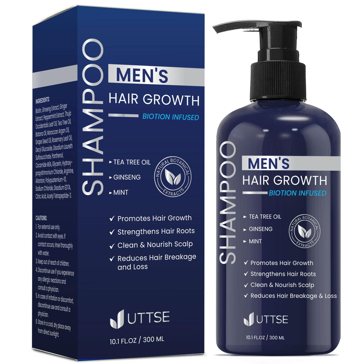 Shampooing Uttse Biotin 10,1 fl. oz, modèle bleu foncé, vue avant