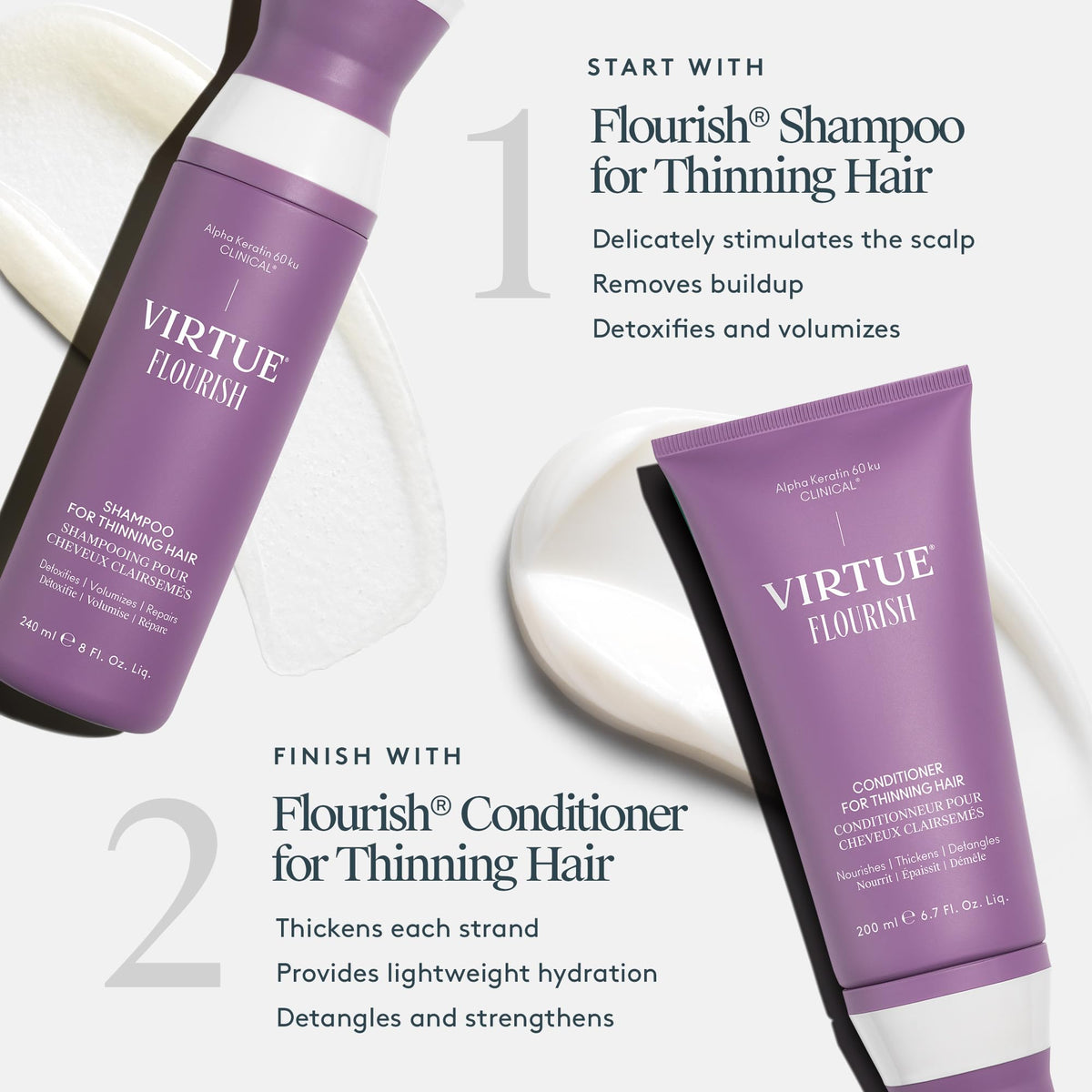 Shampooing VIRTUE Flourish 300g dans un environnement spa