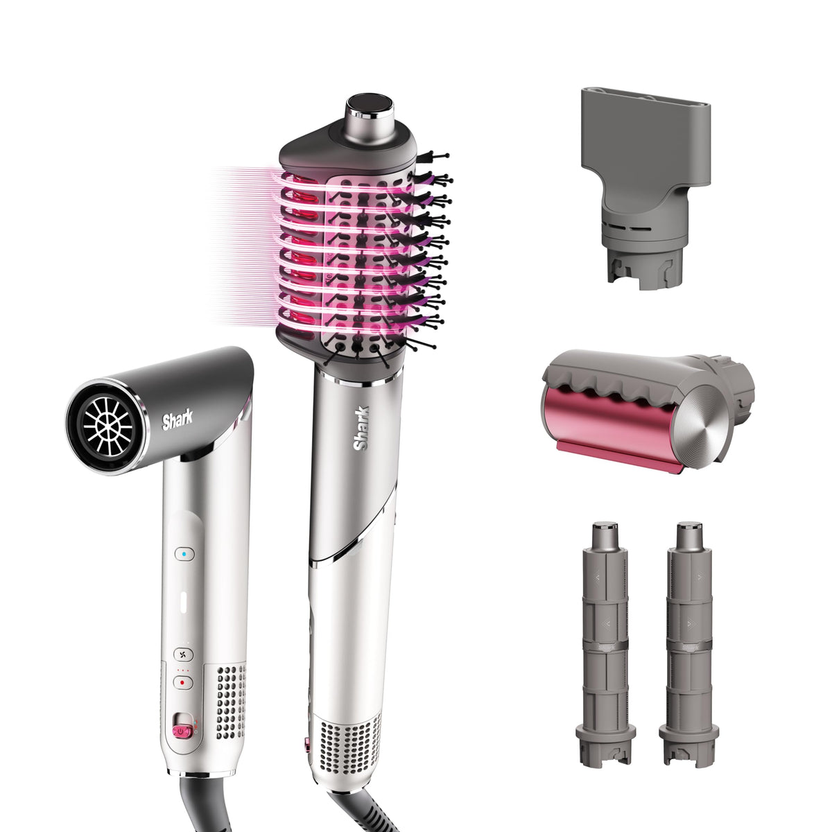 Shark FlexFusion Styler céramique vue de face avec accessoires