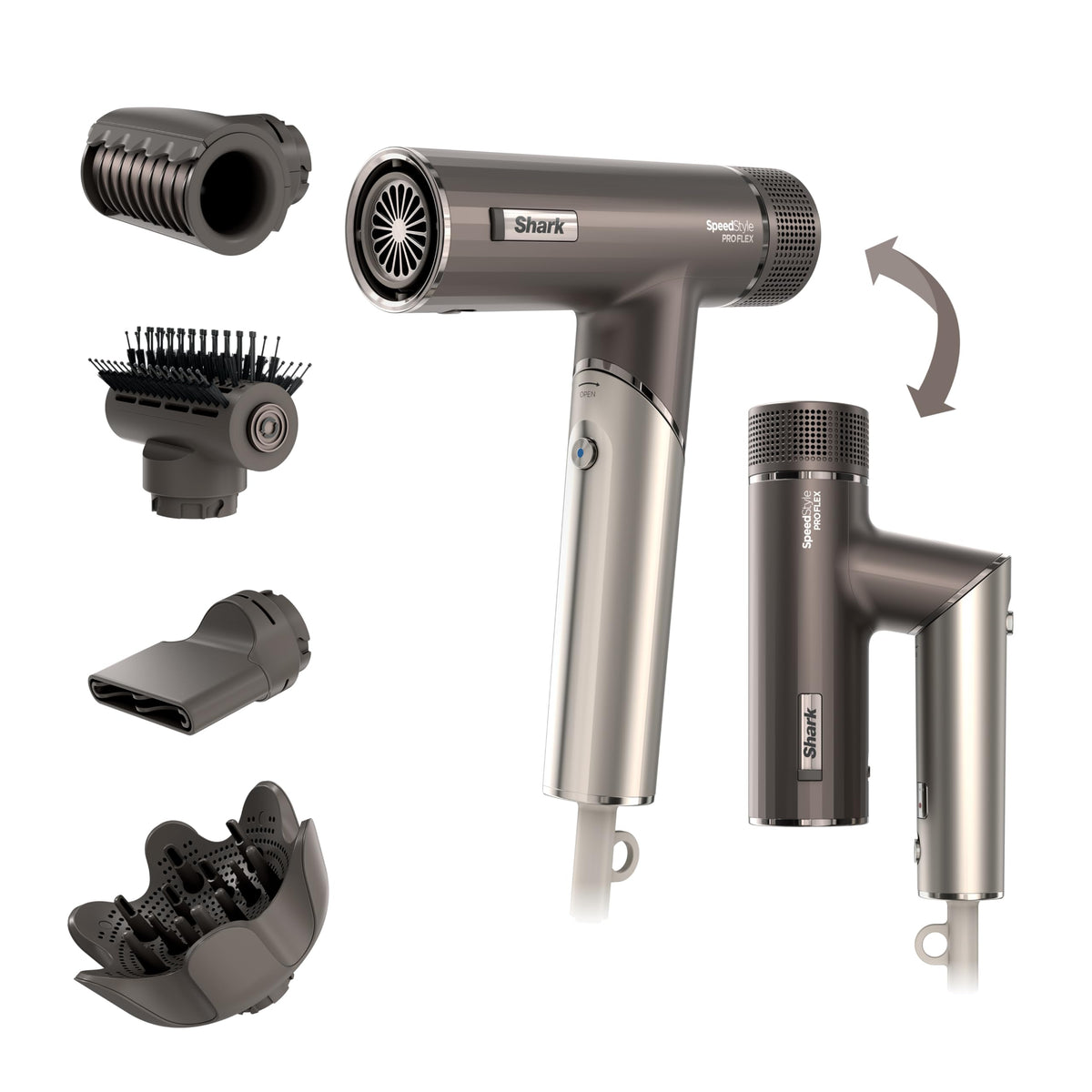 Shark SpeedStyle Pro FLEX sèche-cheveux vue avant avec design compact