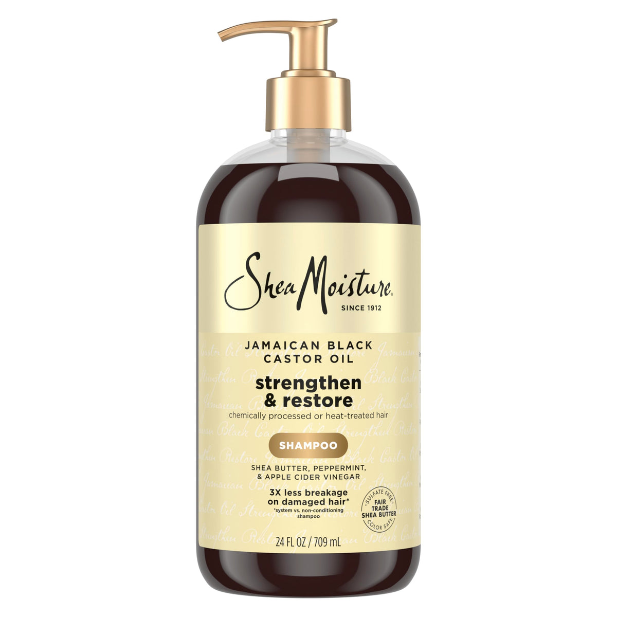 Shea Moisture Shampoo Fortifiant et Restaurateur Huile de Ricin Noir 24 Fl oz vue de face
