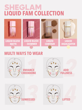 SHEGLAM Blush Liquide Coral Glow 60g avec accessoires de beauté