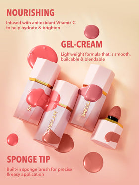 SHEGLAM Blush Liquide Mat applicateur intégré et texture