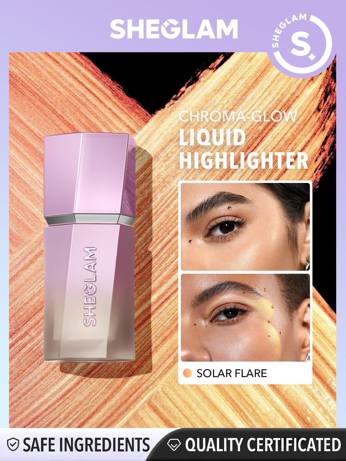 SHEGLAM Chroma-Glow Bloom Highlighter Gel Crème arrière avec détails de produit