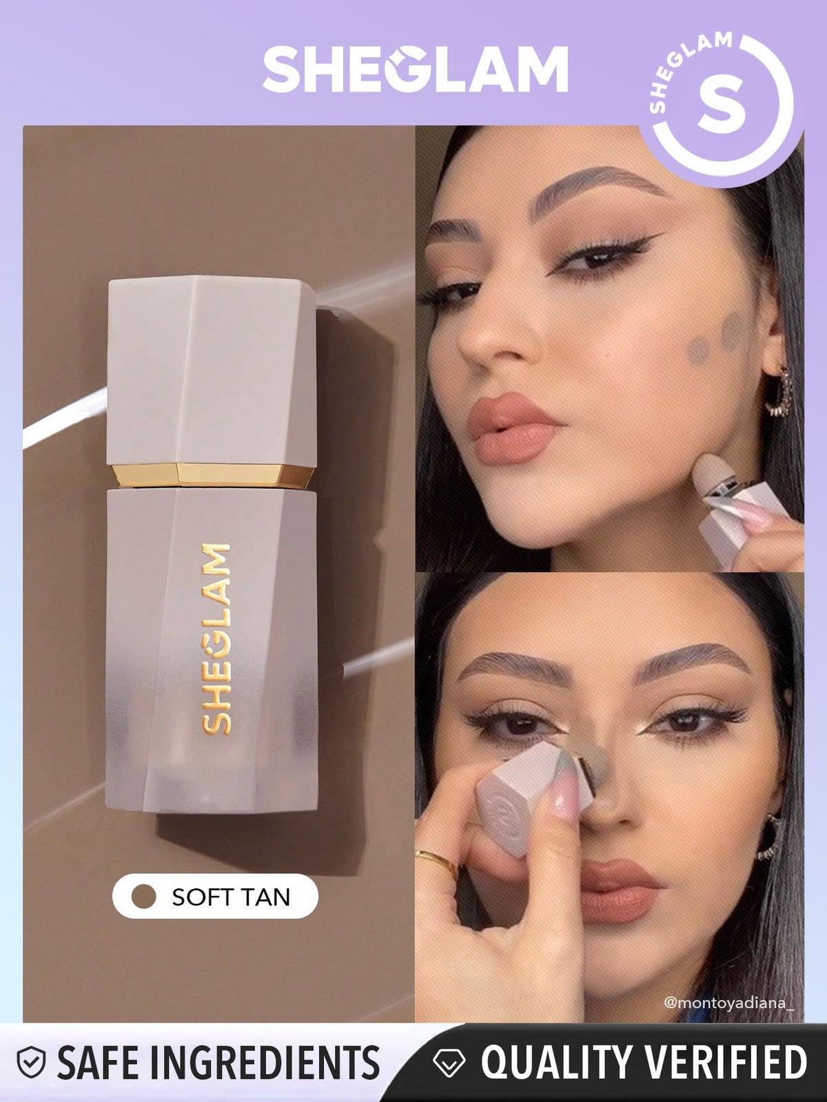 SHEGLAM Contour Liquide 01 Soft Tan stick applicateur en éponge