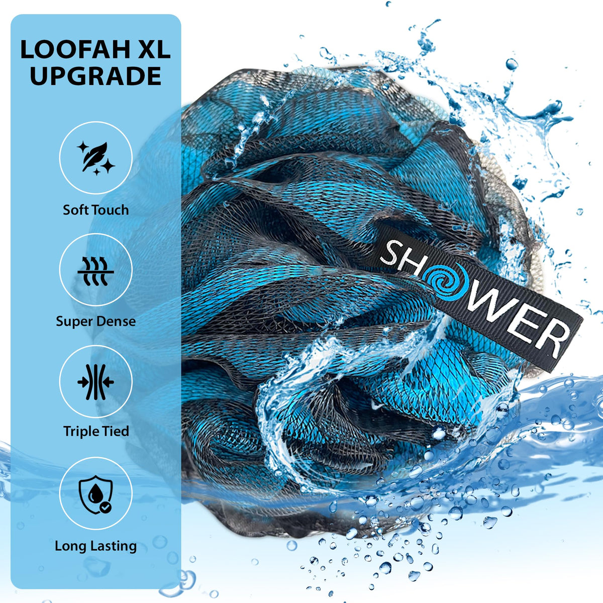 Shower Bouquet Éponge de Bain XL avec poignées en ruban