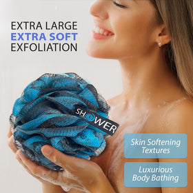 Shower Bouquet Éponge de Bain XL Charbon bleu et vert