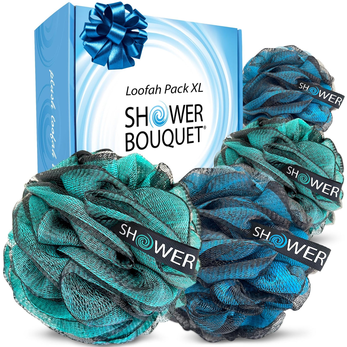 Shower Bouquet Éponge de Bain XL Charbon vue avant