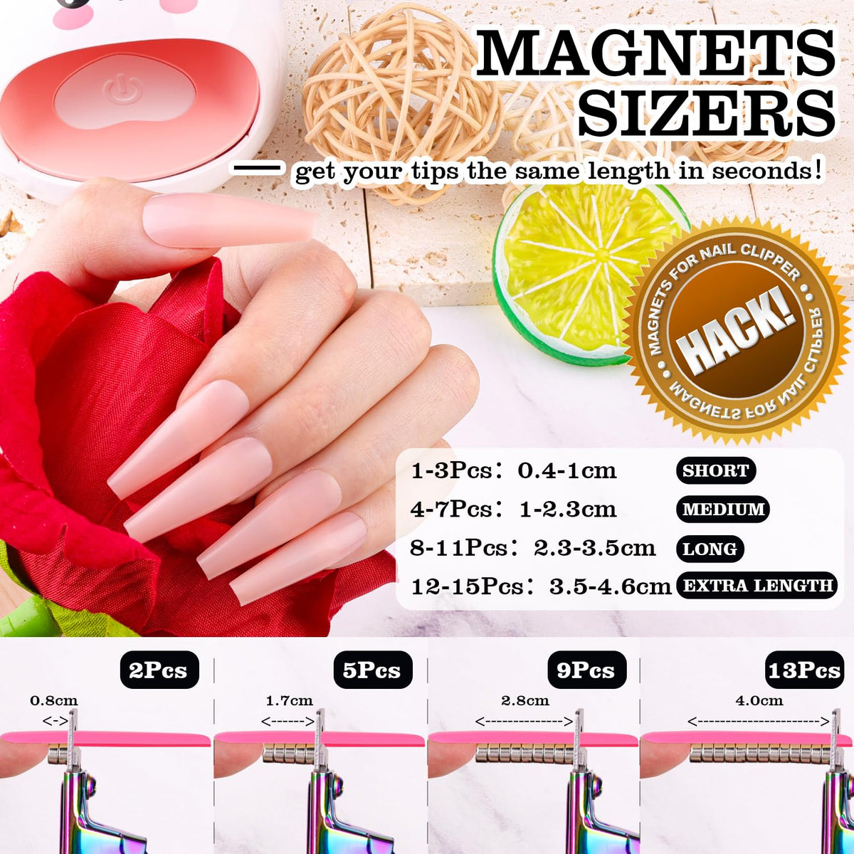 Sizers magnétiques de 1,6 pouces avec ciseaux à ongles